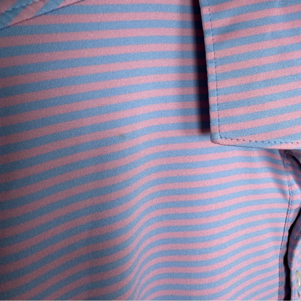 Rhoback Pink Blue Stripe Short Sleeve Polo Men's Size XXL Golf Office Casual - Picture 3 of 7